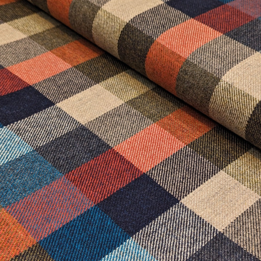 British Wool - Large Check - Turq / Blue