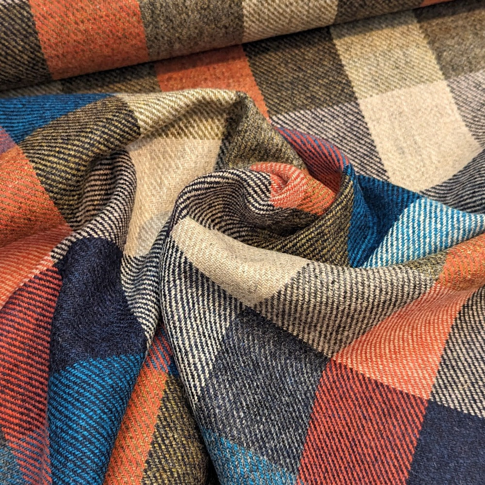 British Wool - Large Check - Turq / Blue