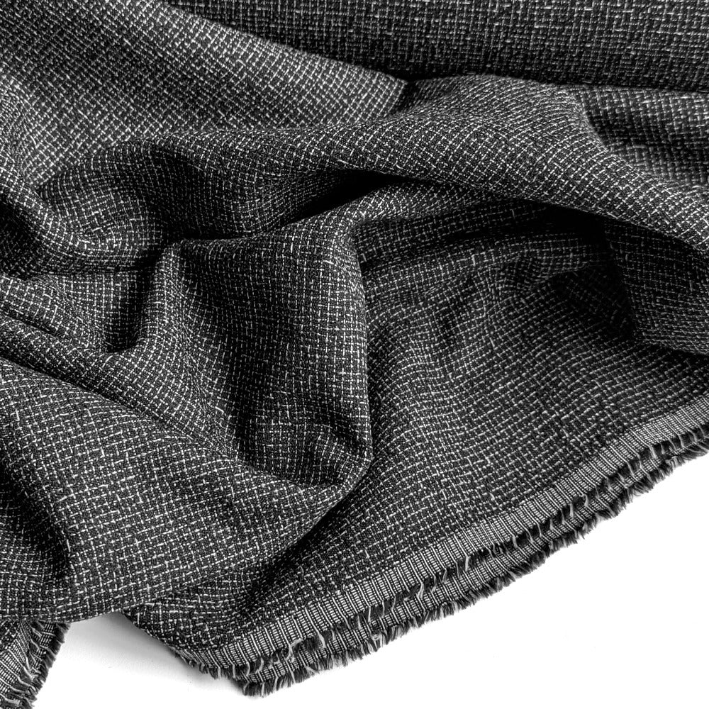 Italian Hatch-Weave Soft Cotton - Black Melange