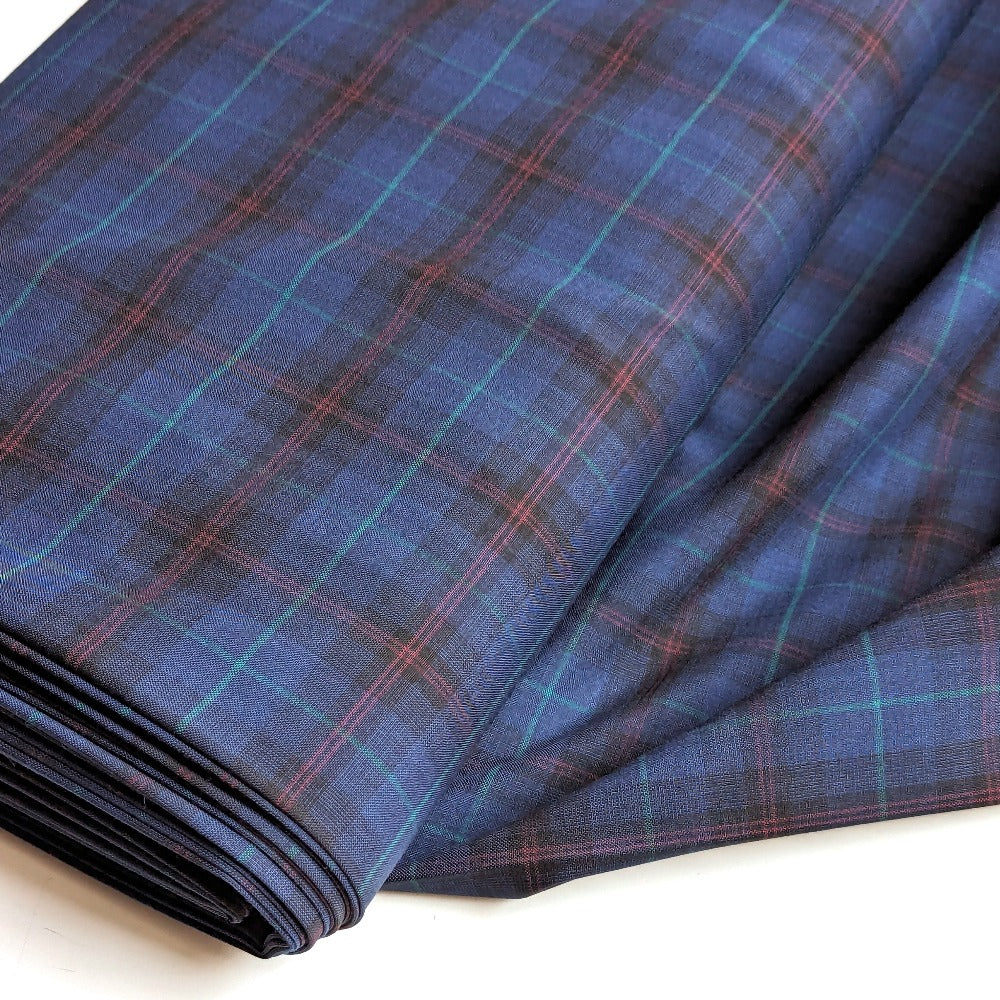 Fine Wool Check Suiting - Royal/Cherry - No. 30