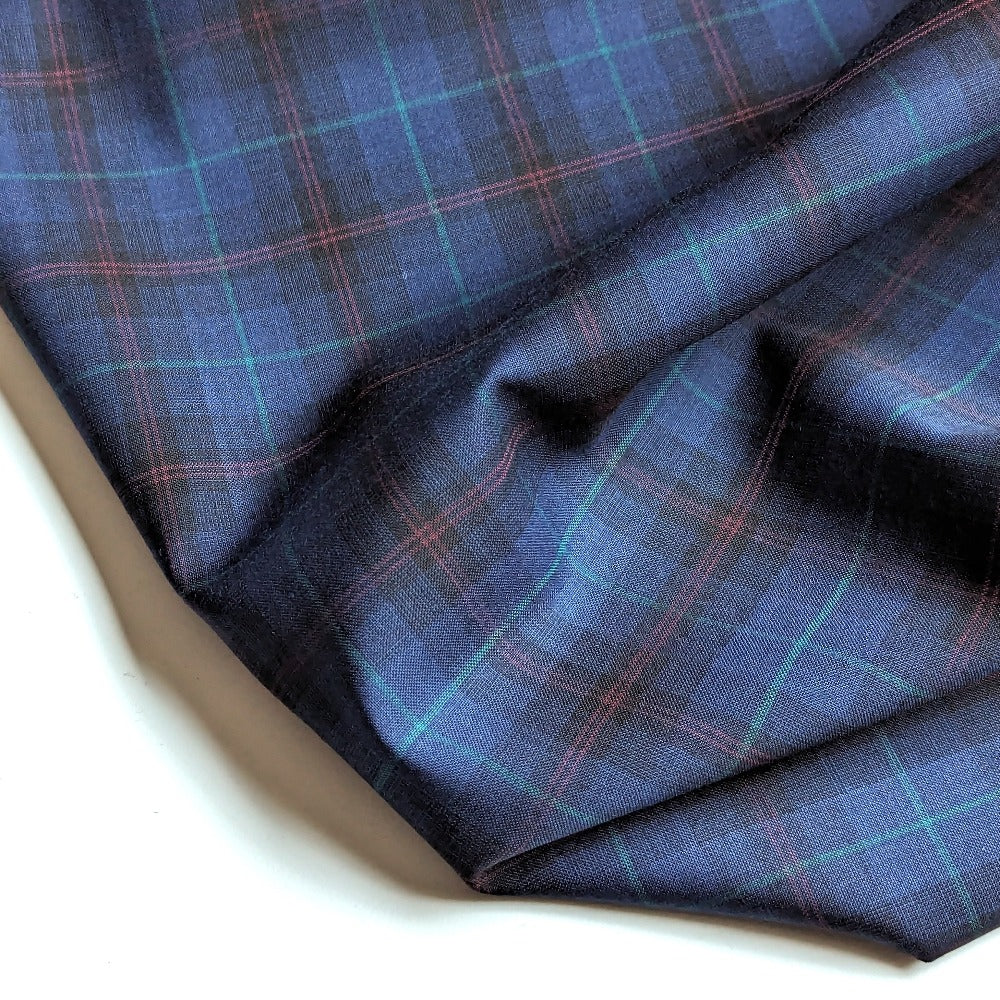 Fine Wool Check Suiting - Royal/Cherry - No. 30