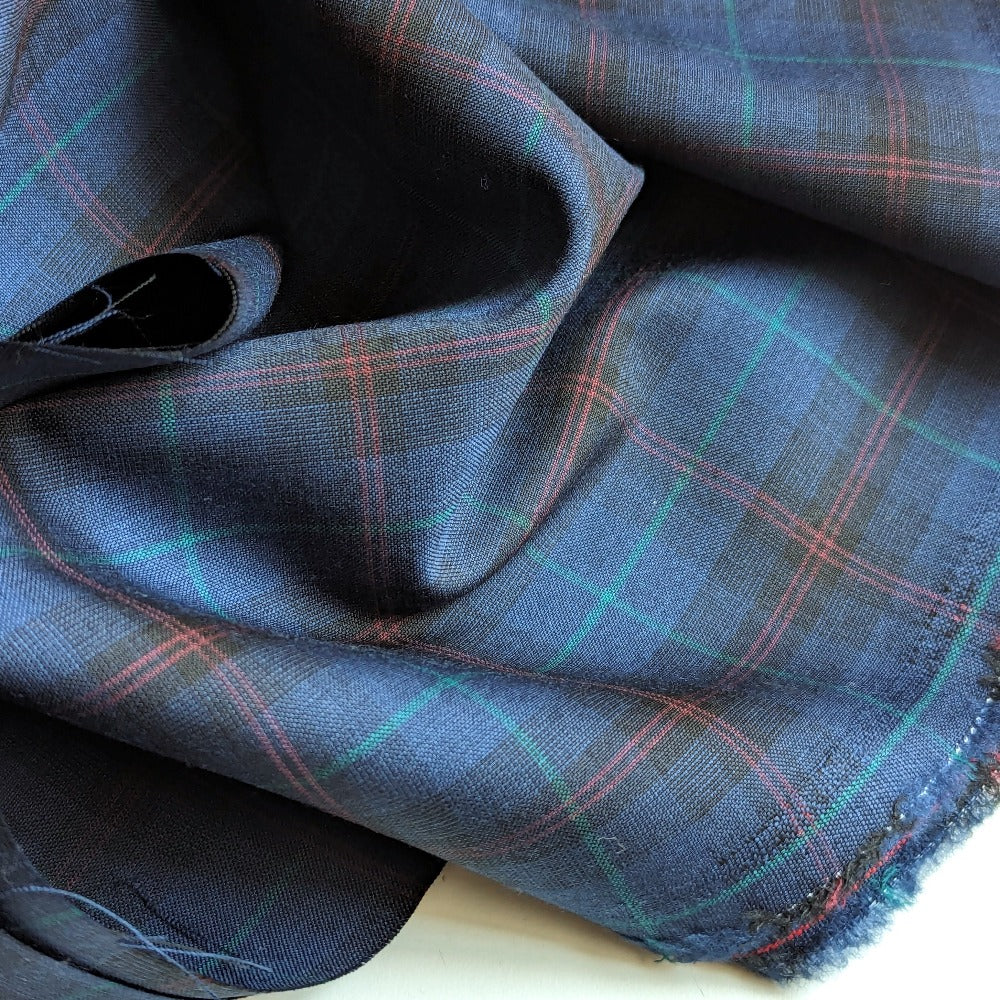 Fine Wool Check Suiting - Royal/Cherry - No. 30