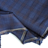 Italian Fine Wool Check Suiting - Blue/Ruby - No. 29