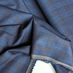 Italian Fine Wool Check Suiting - Blue/Ruby - No. 29