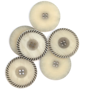 Large Textured Button - Ivory - 34mm
