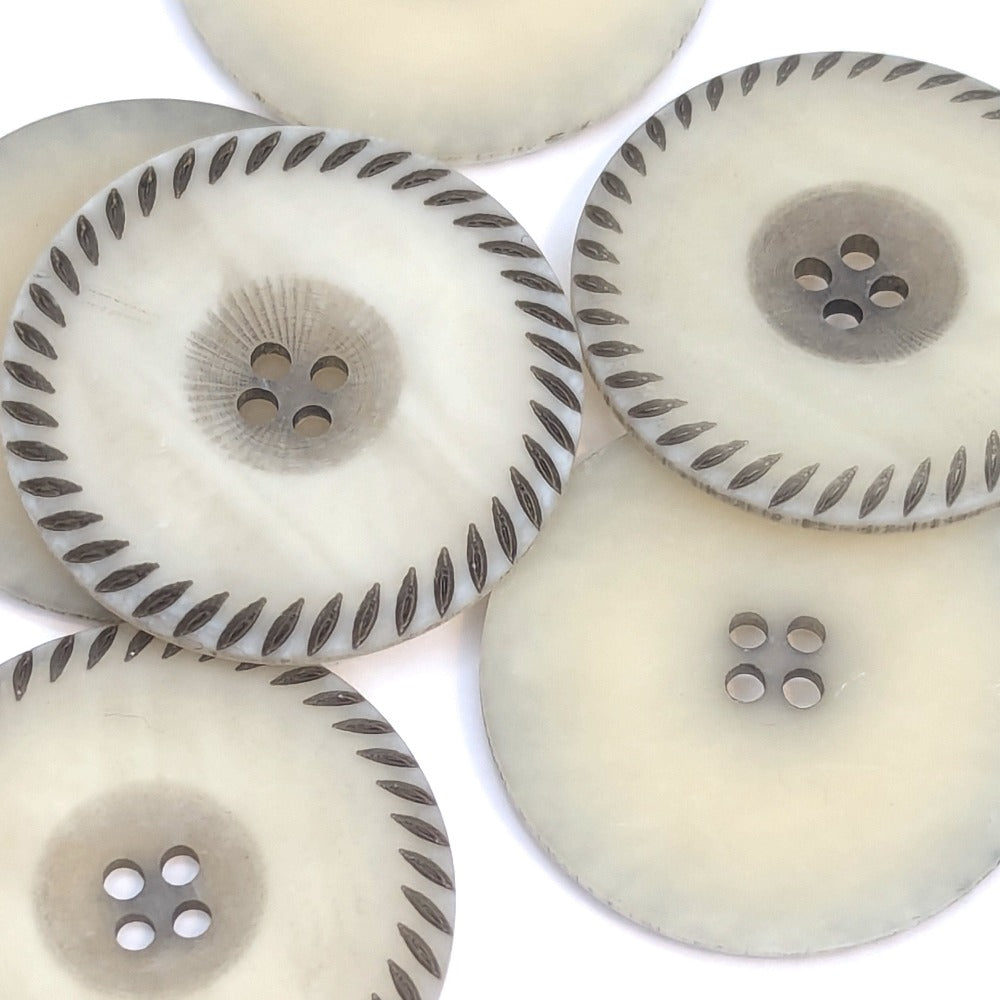 Large Textured Button - Ivory - 34mm