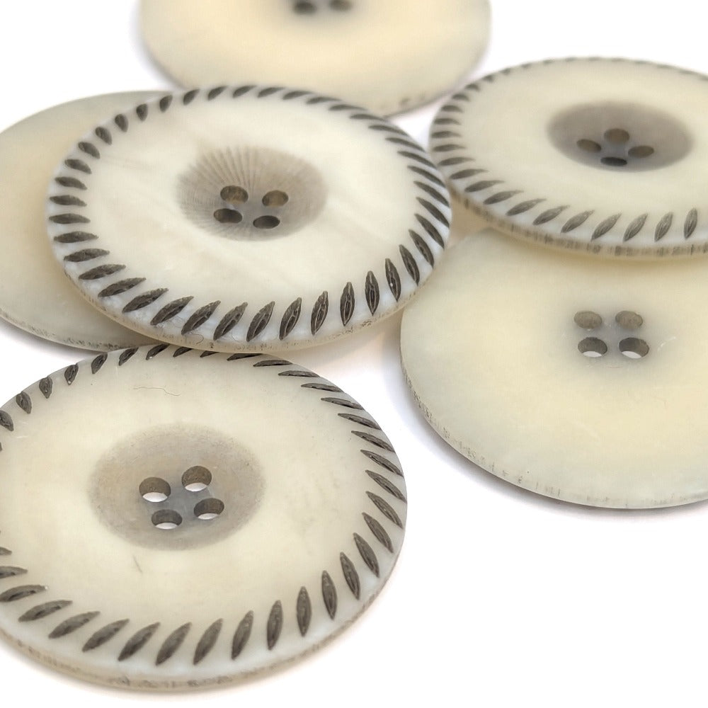 Large Textured Button - Ivory - 34mm