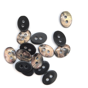 Tiny Oval Button - Iridescent Black - 11mm