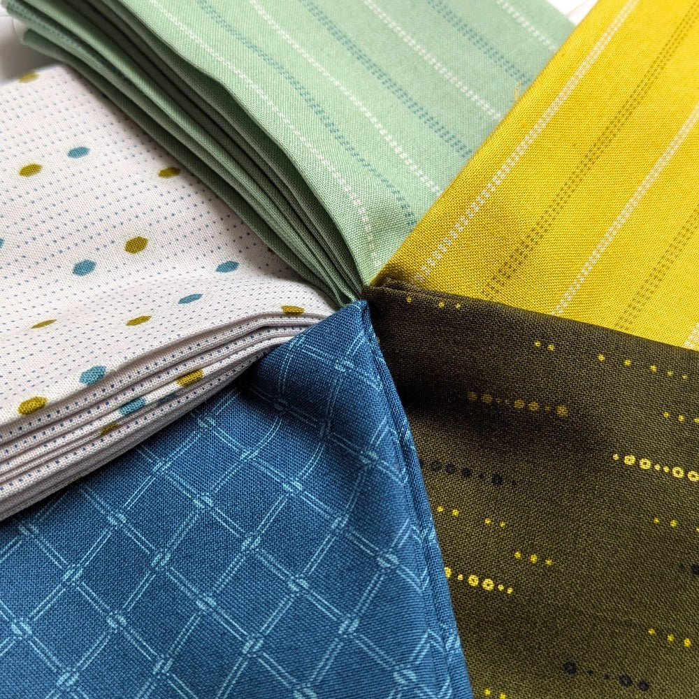 Printed Cotton Poplin - Vintage Threads - Finishing Touches - Fat Quarter Bundle of 5