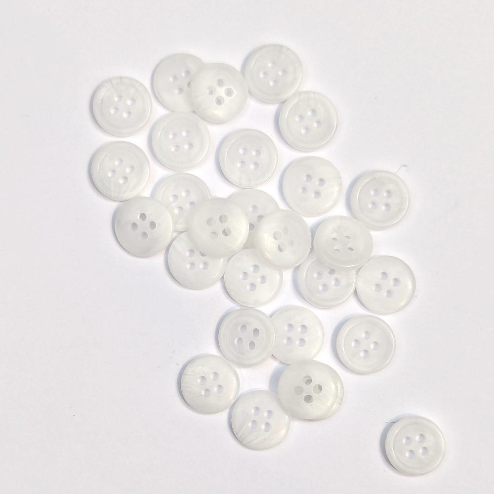 Polyester Shirt Button - White - 11.4mm