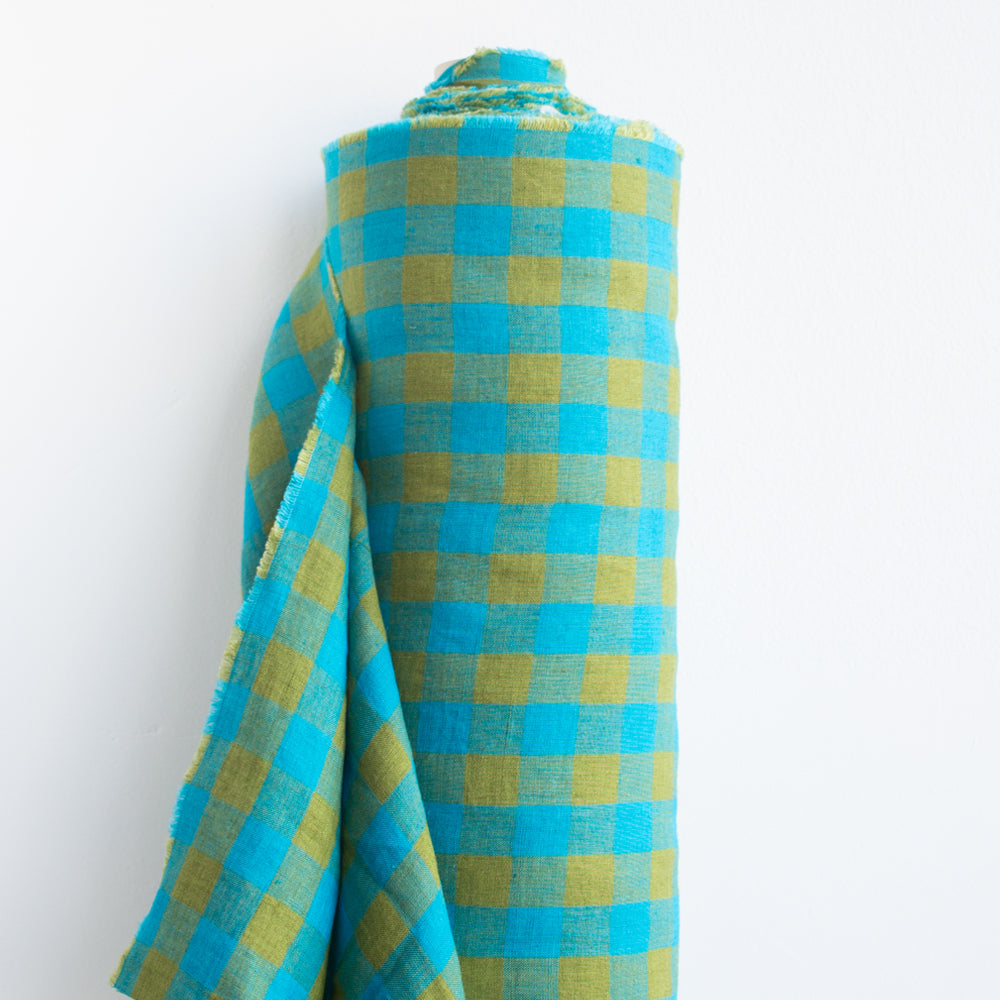 European Linen Gingham - Peacock