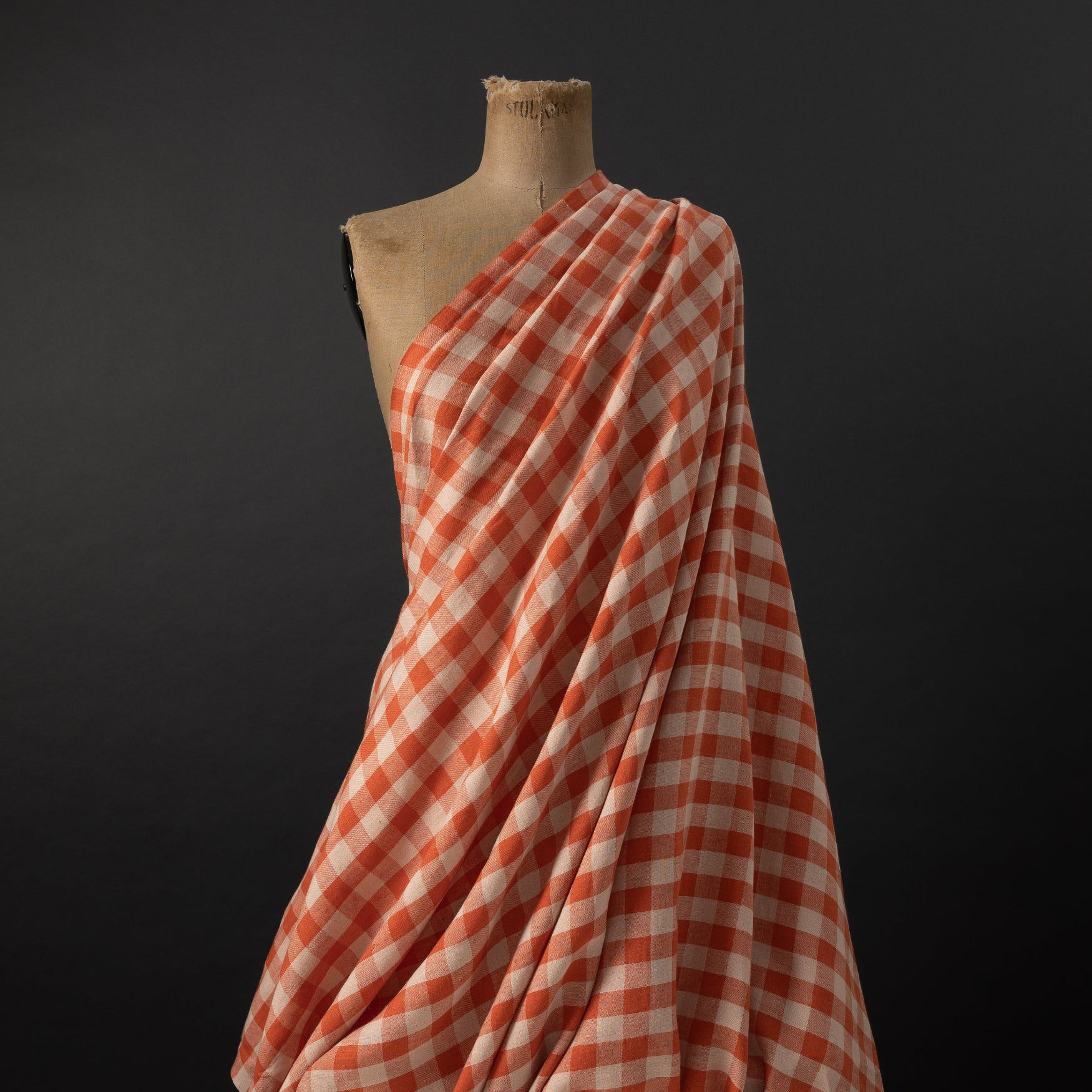 European Linen Gingham - Peaches and Cream