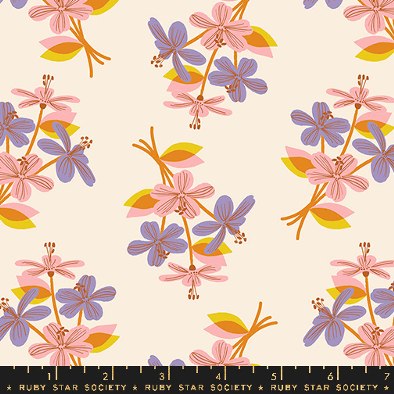 Printed Cotton Poplin - Favourite Flowers by Ruby Star - Nosegay - Natural
