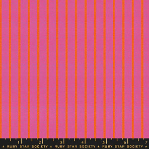 Warp and Weft Wovens - Ruby Star - Apron Stripe - Bright Pink
