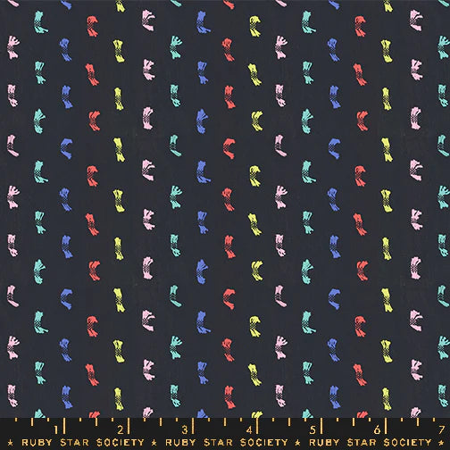 Warp and Weft Wovens - Ruby Star - Flicker - Soft Black Multi