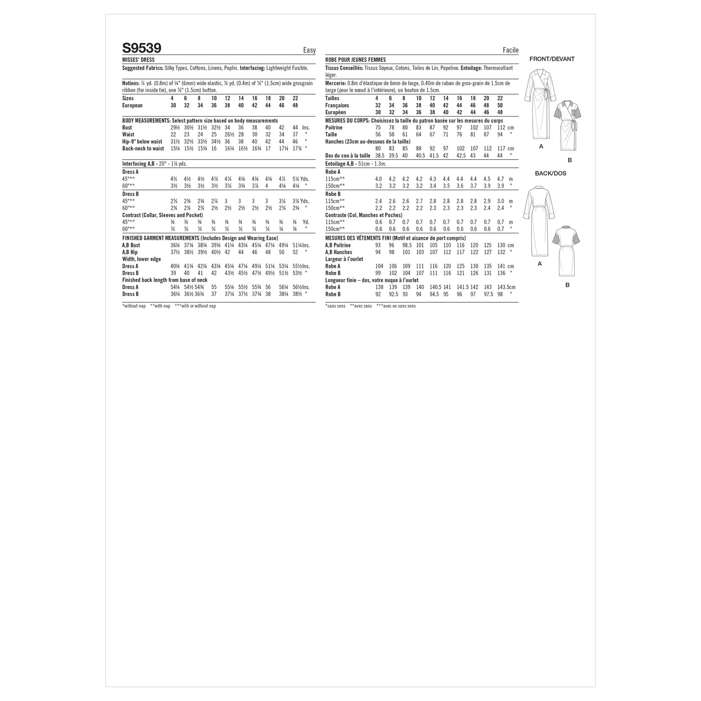 Simplicity 9539 Women's Wrap Dress