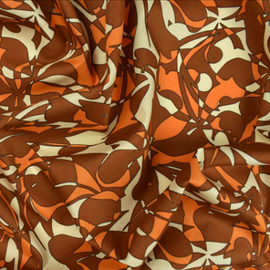 Luxury Printed Cotton Lawn - Simba - Brown & Orange