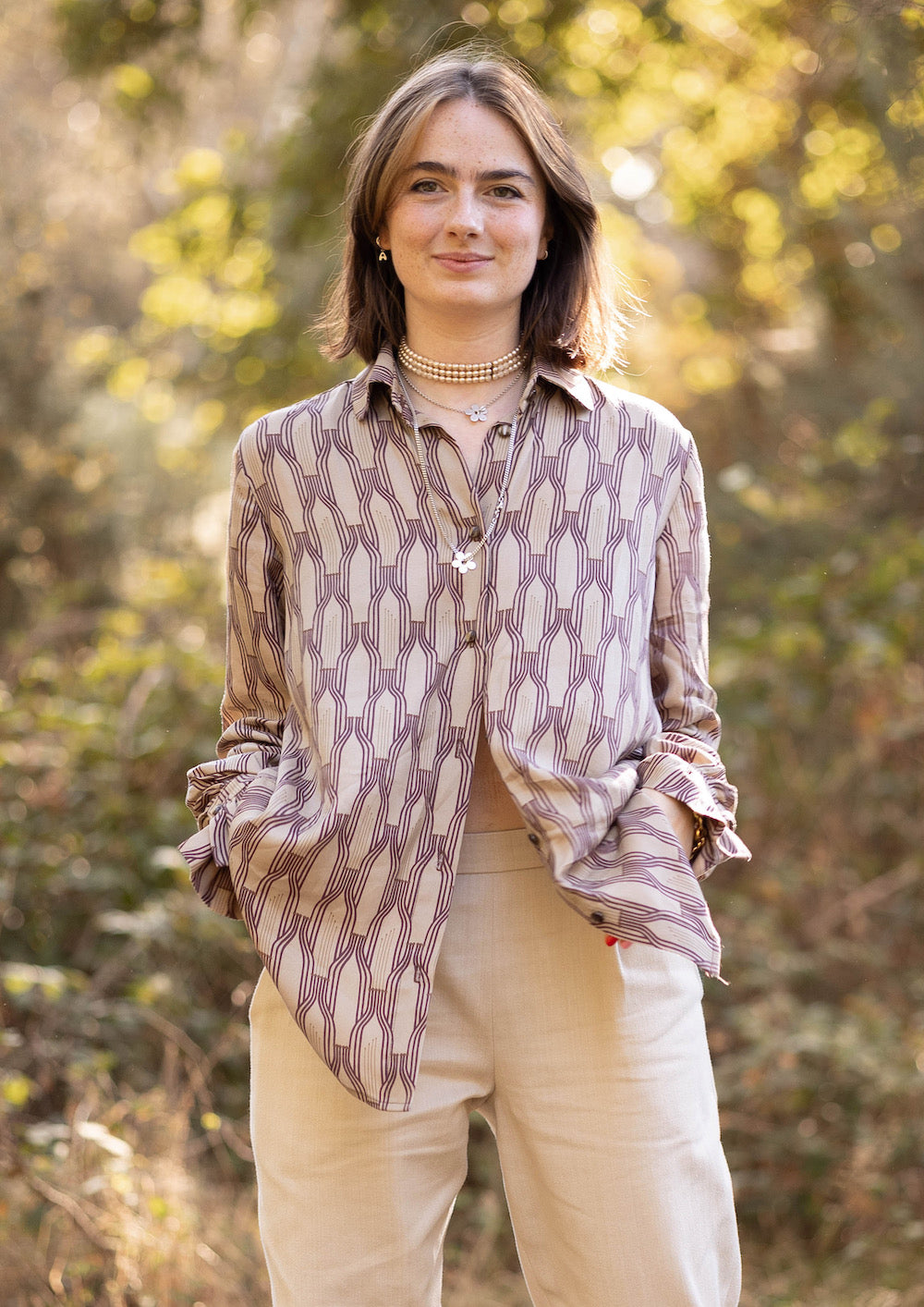 Panspermia Printed Viscose Twill - Stamen - Bone