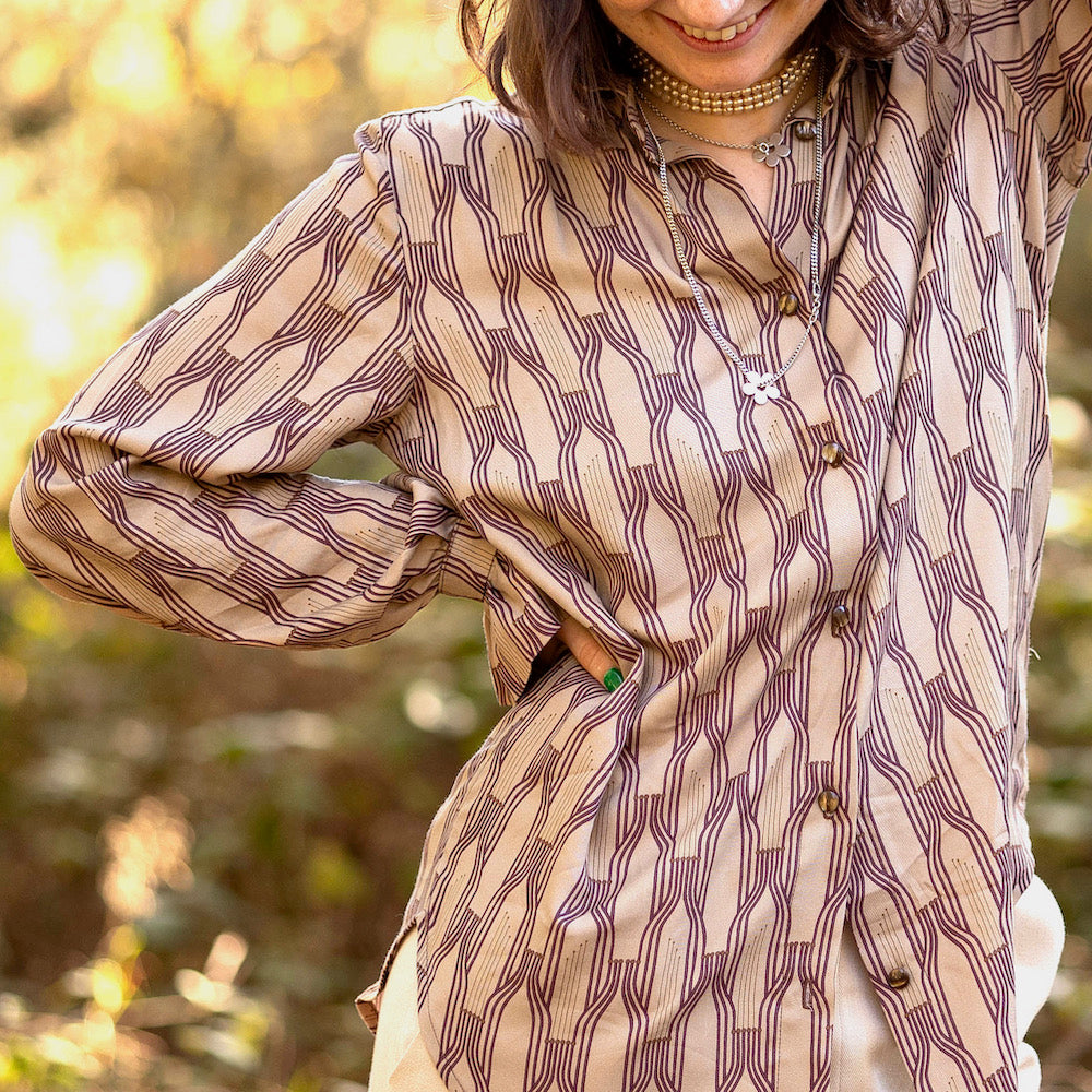 Panspermia Printed Viscose Twill - Stamen - Bone