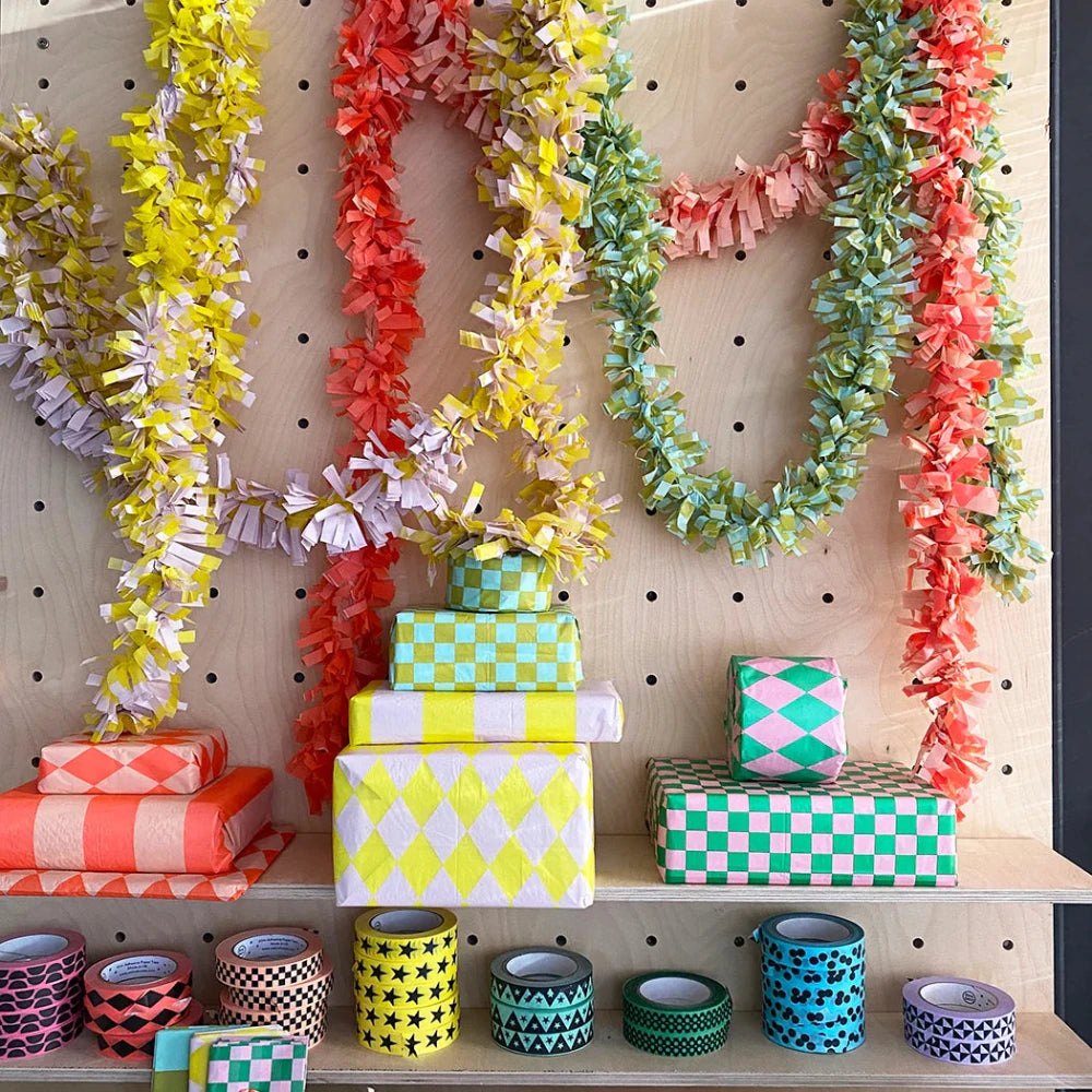 Luxury Tissue Paper - Diamond/Stripe - Acid Yellow/Dusty Lilac