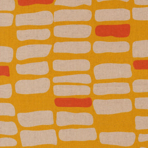 Printed Cotton Linen Mix - Urban Whisper - Brick Geometrics Brushstrokes - Sunset