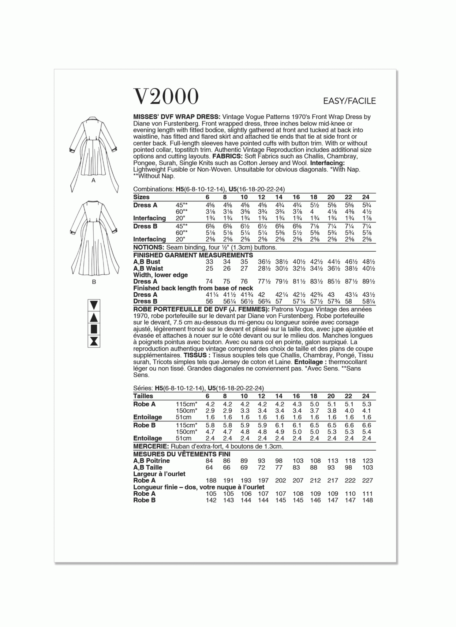 Vogue Patterns - Diane Von Furstenberg Wrap Dress - V2000