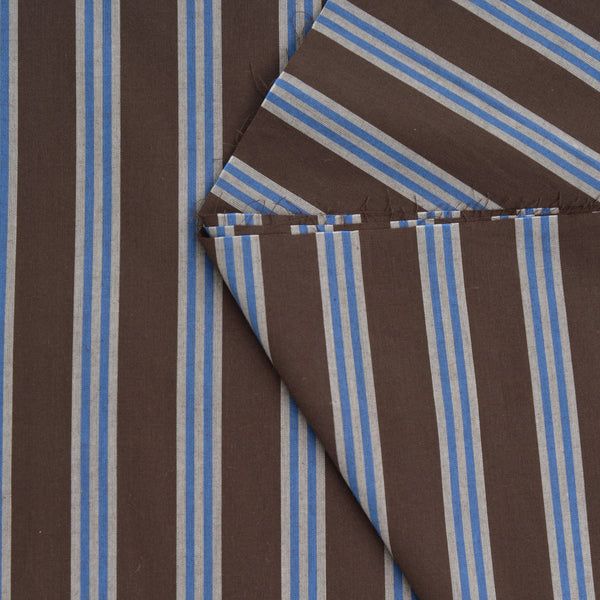 Atelier Brunette - Cotton Shirting - Oat Chocolate Stripe