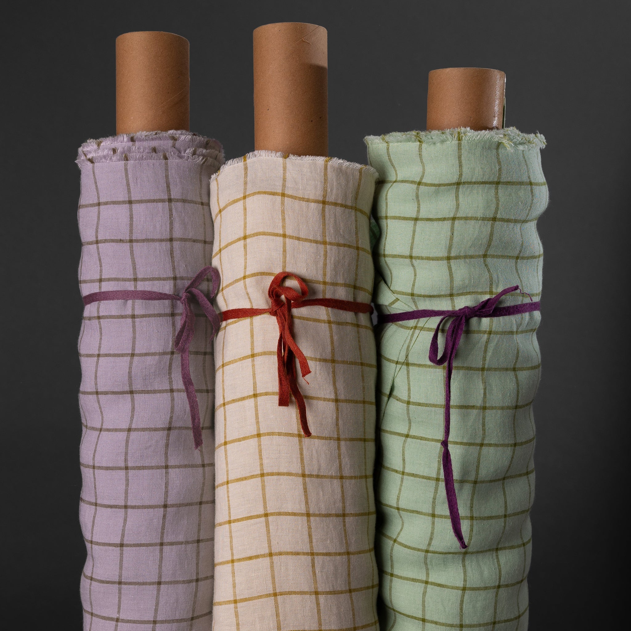 European Linen Windowpane Check - Elderflower