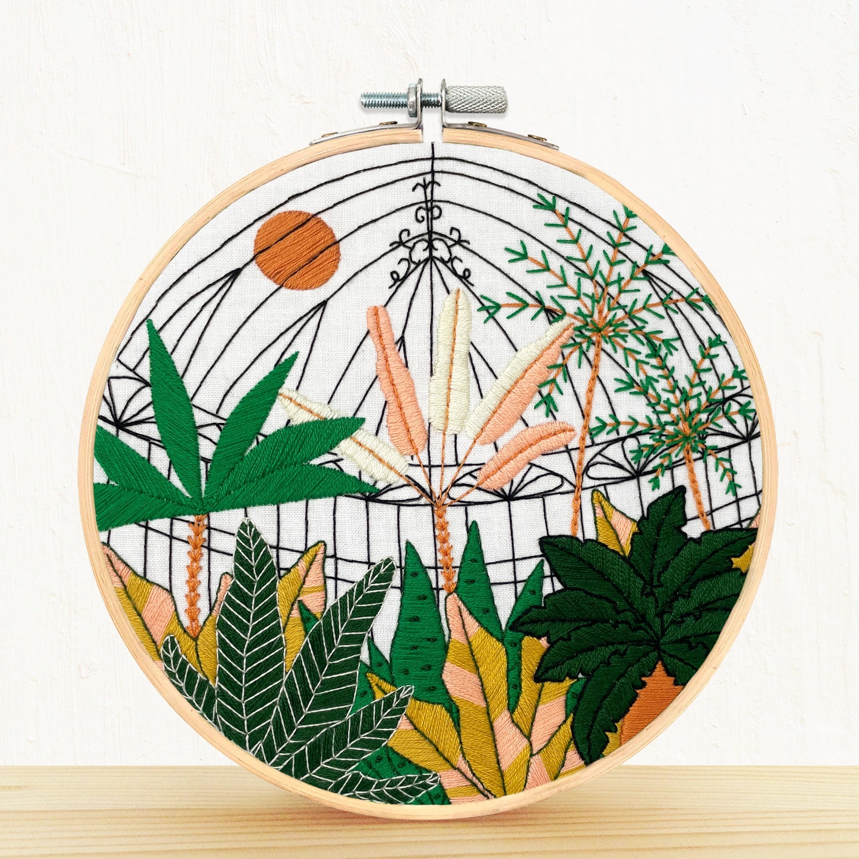 Embroidery and Sage Embroidery Kit - Botanical Greenhouse Garden