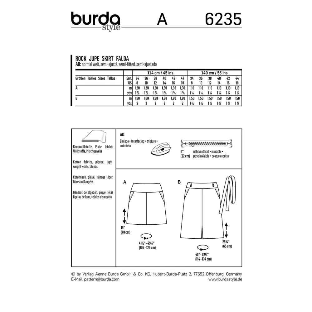 Burda 6235 - Skirt with Yoke