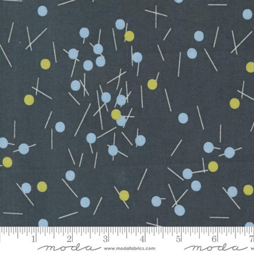 Printed Cotton Poplin - Bluish - Pins and Buttons - Charcoal