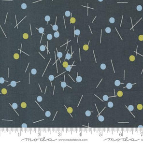 Printed Cotton Poplin - Bluish - Pins and Buttons - Charcoal