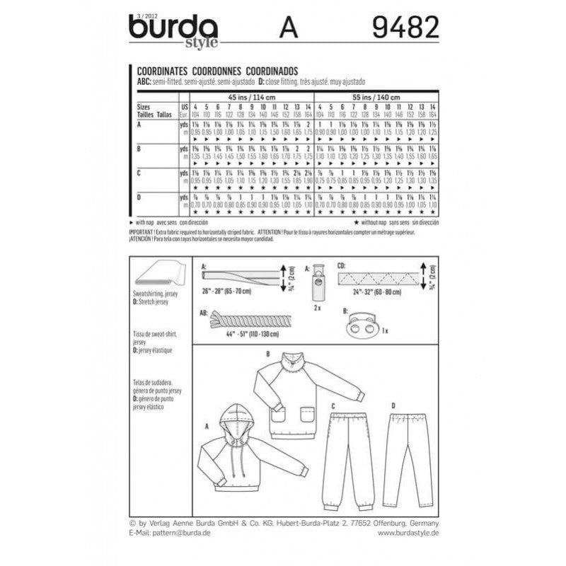 Burda Kids 9482 - Hoodie & Jogging Trousers