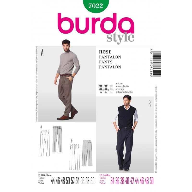 Burda Men's 7022 - Mens Trousers