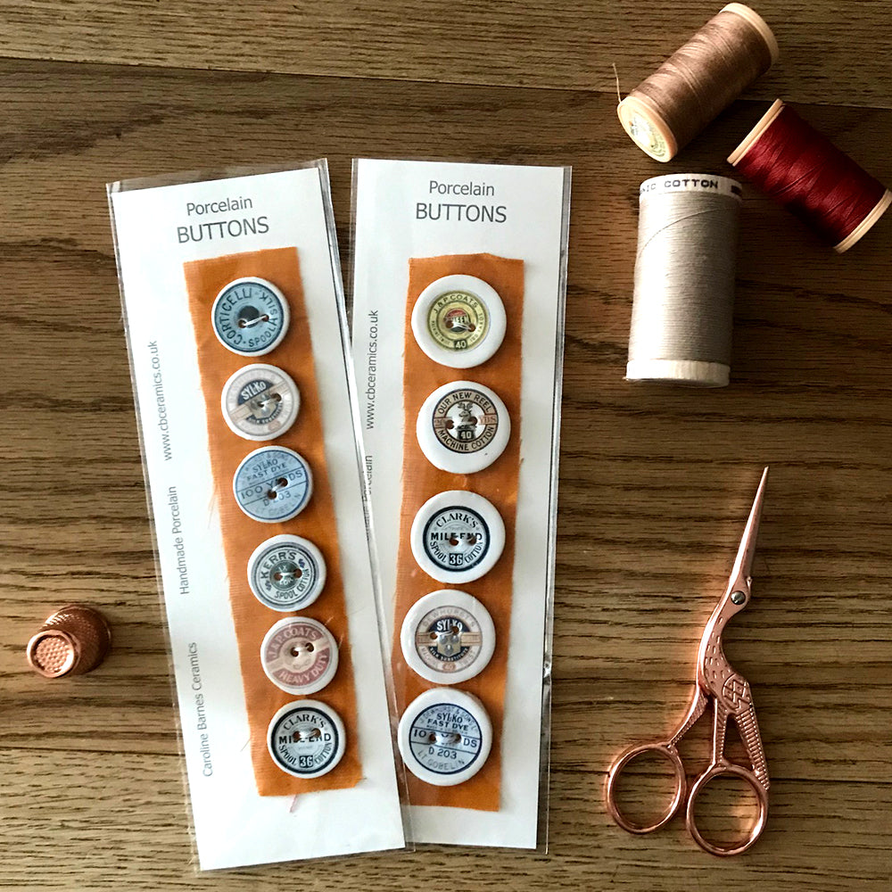 Set of 6 Porcelain Thread Reel Buttons