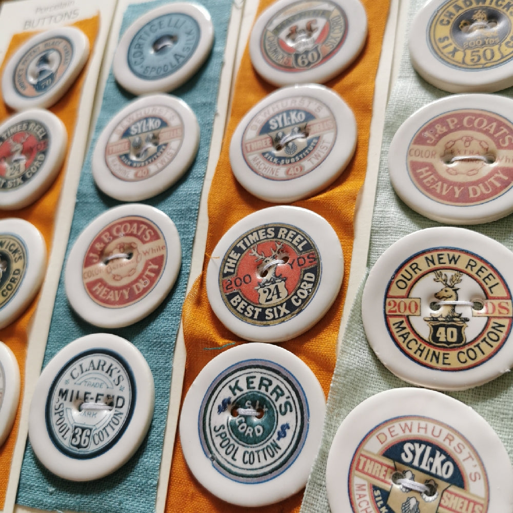 Set of 6 Porcelain Thread Reel Buttons