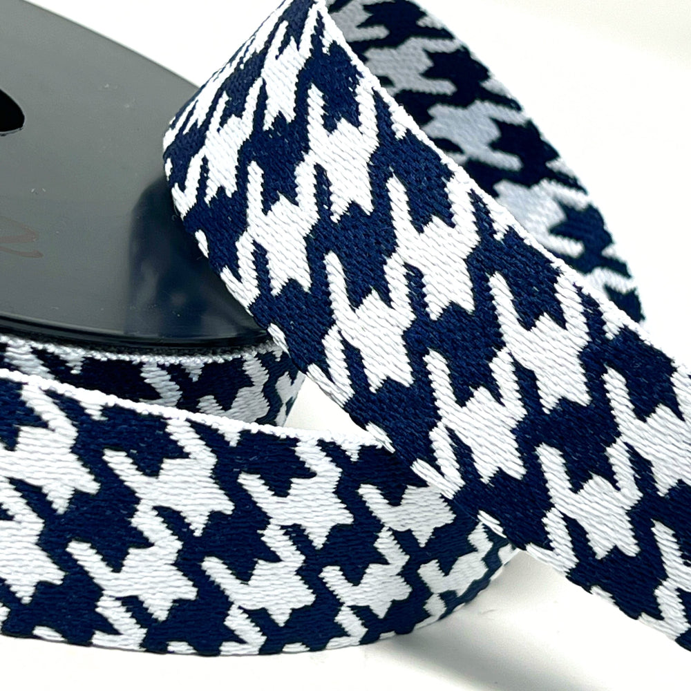 Houndstooth Webbing 38mm - White/Navy
