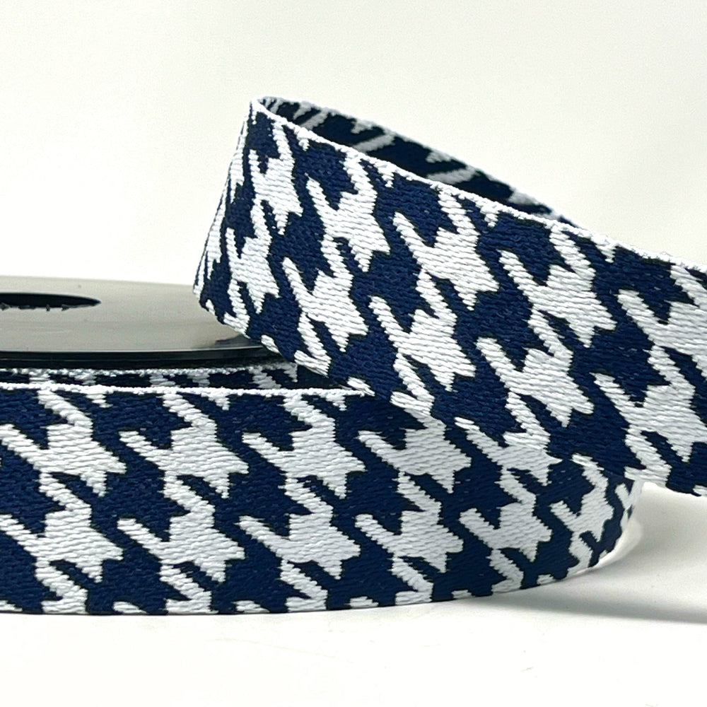 Houndstooth Webbing 38mm - White/Navy