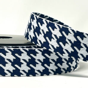 Houndstooth Webbing 38mm - White/Navy