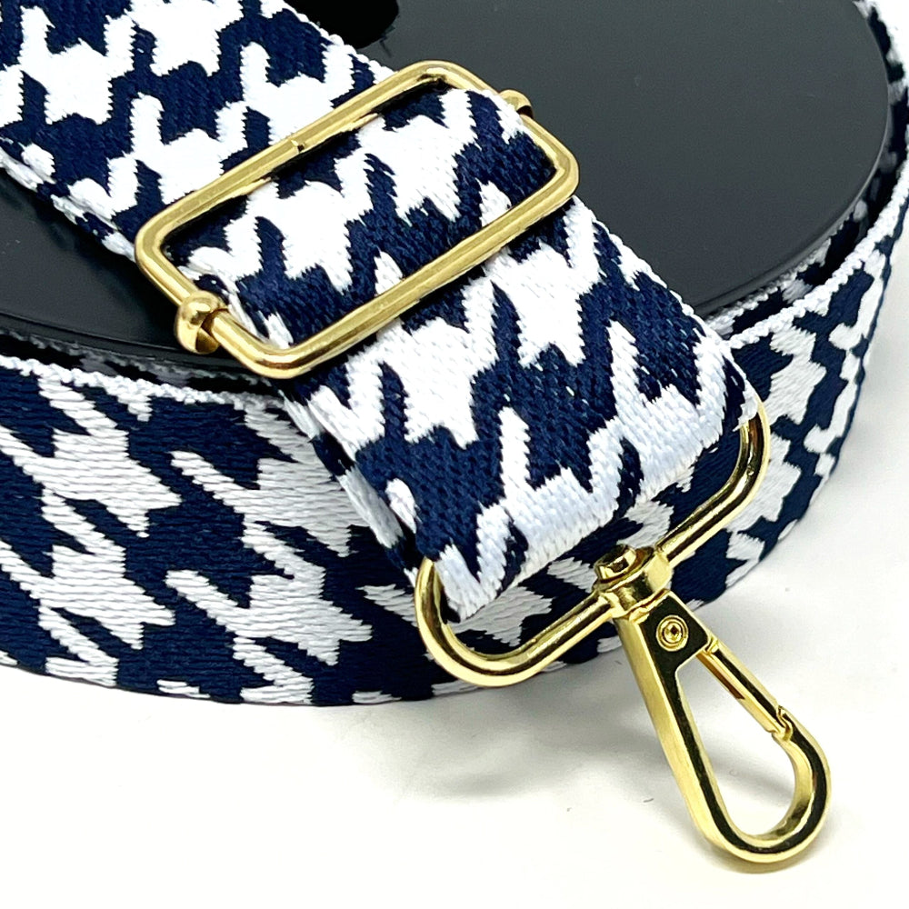 Houndstooth Webbing 38mm - White/Navy