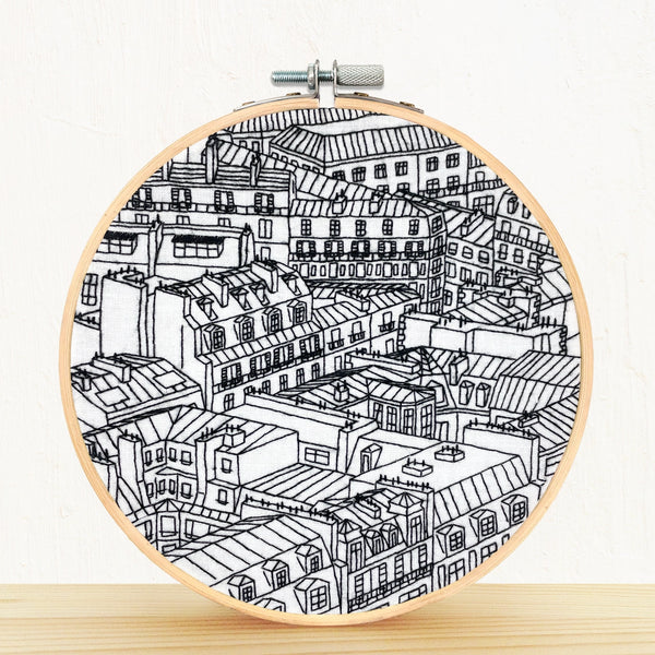Embroidery and Sage Embroidery Kit - Rooftops of Paris