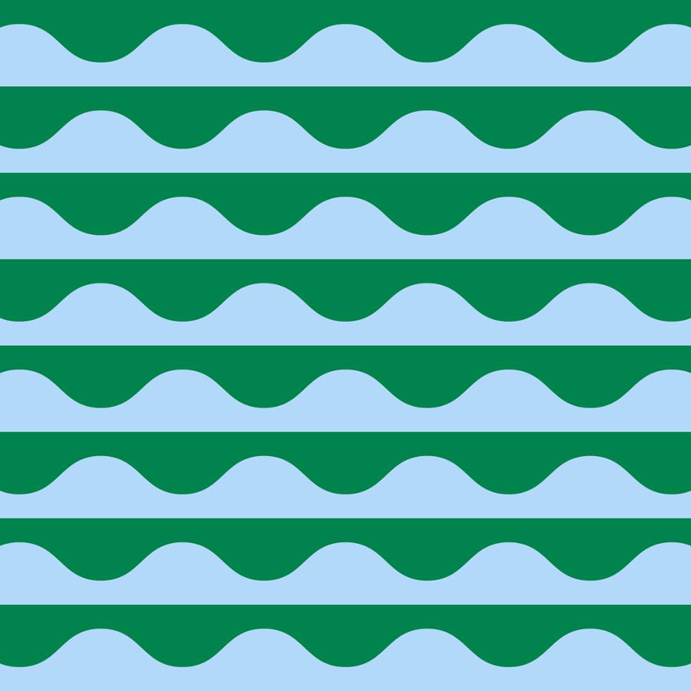 Drapey Cotton Print - Emily Van Hoff Groove - Wavy Stripe - Horizon