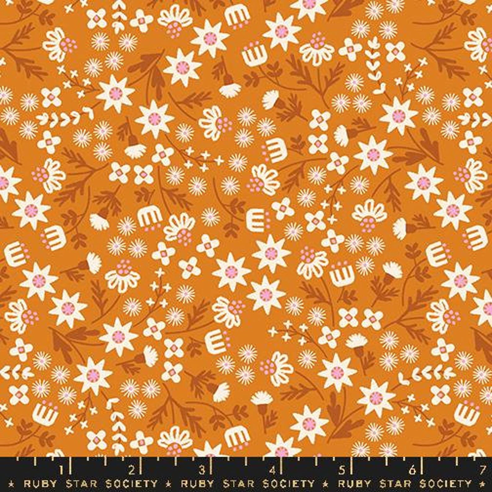 Printed Cotton Poplin - Favourite Flowers by Ruby Star - Ditsy Garden - Turmeric