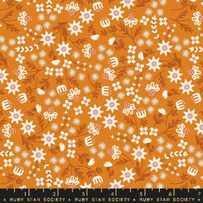 Printed Cotton Poplin - Favourite Flowers by Ruby Star - Ditsy Garden - Turmeric