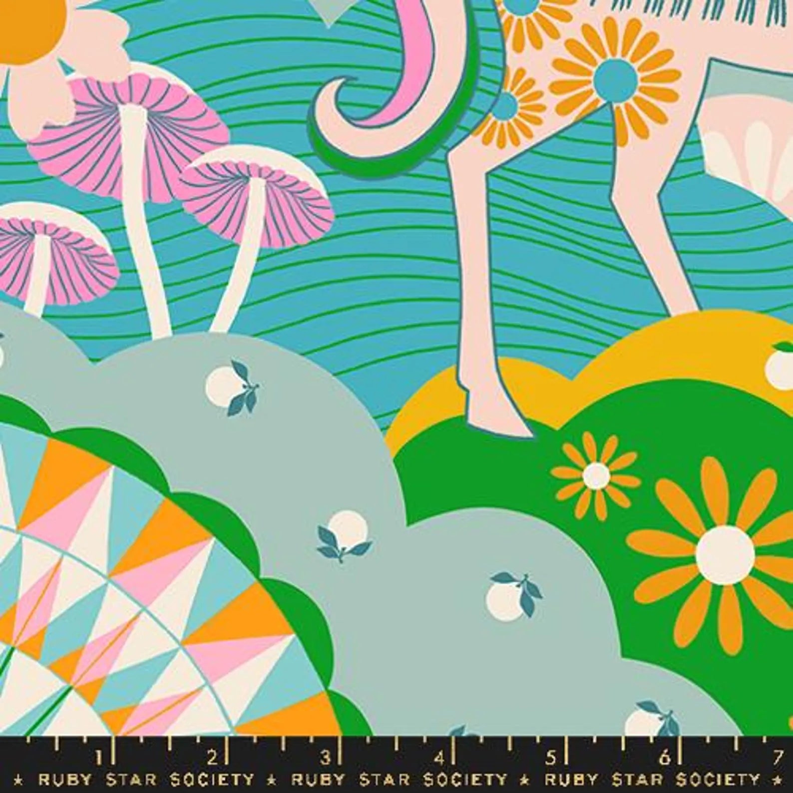 Printed Cotton Poplin - Carousel by Ruby Star - Turquoise Daydreamer