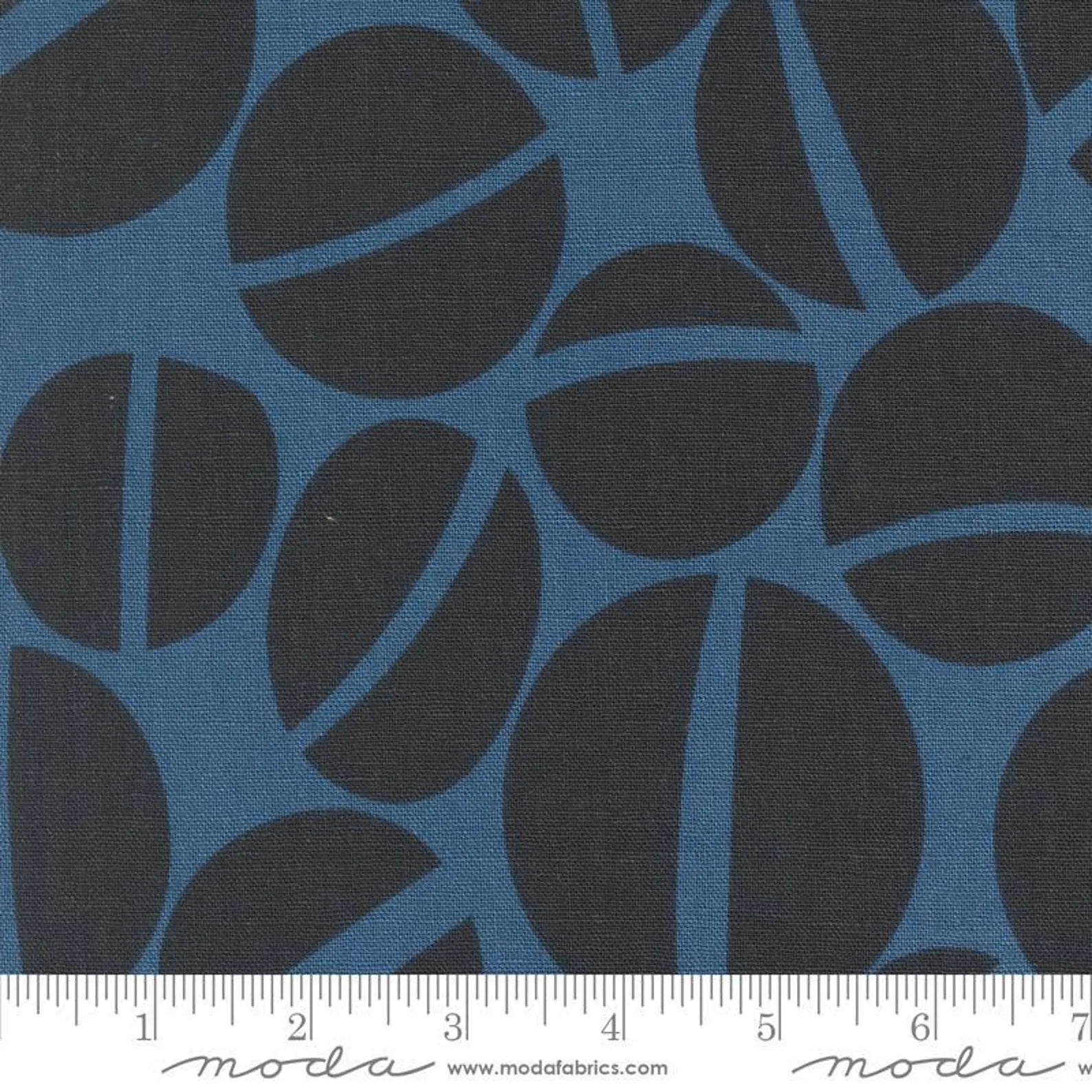 Printed Cotton Linen Mix - Urban Whisper - Sway Geometric Dots - Denim