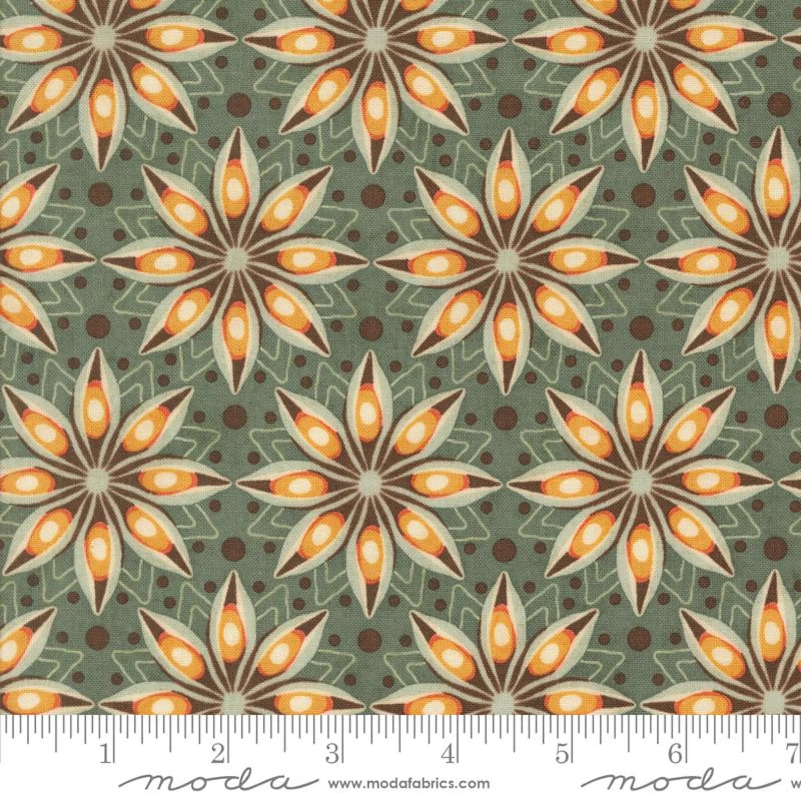 Printed Cotton Poplin - Acorn Hollow - Kaleidoscope in Eucalyptus