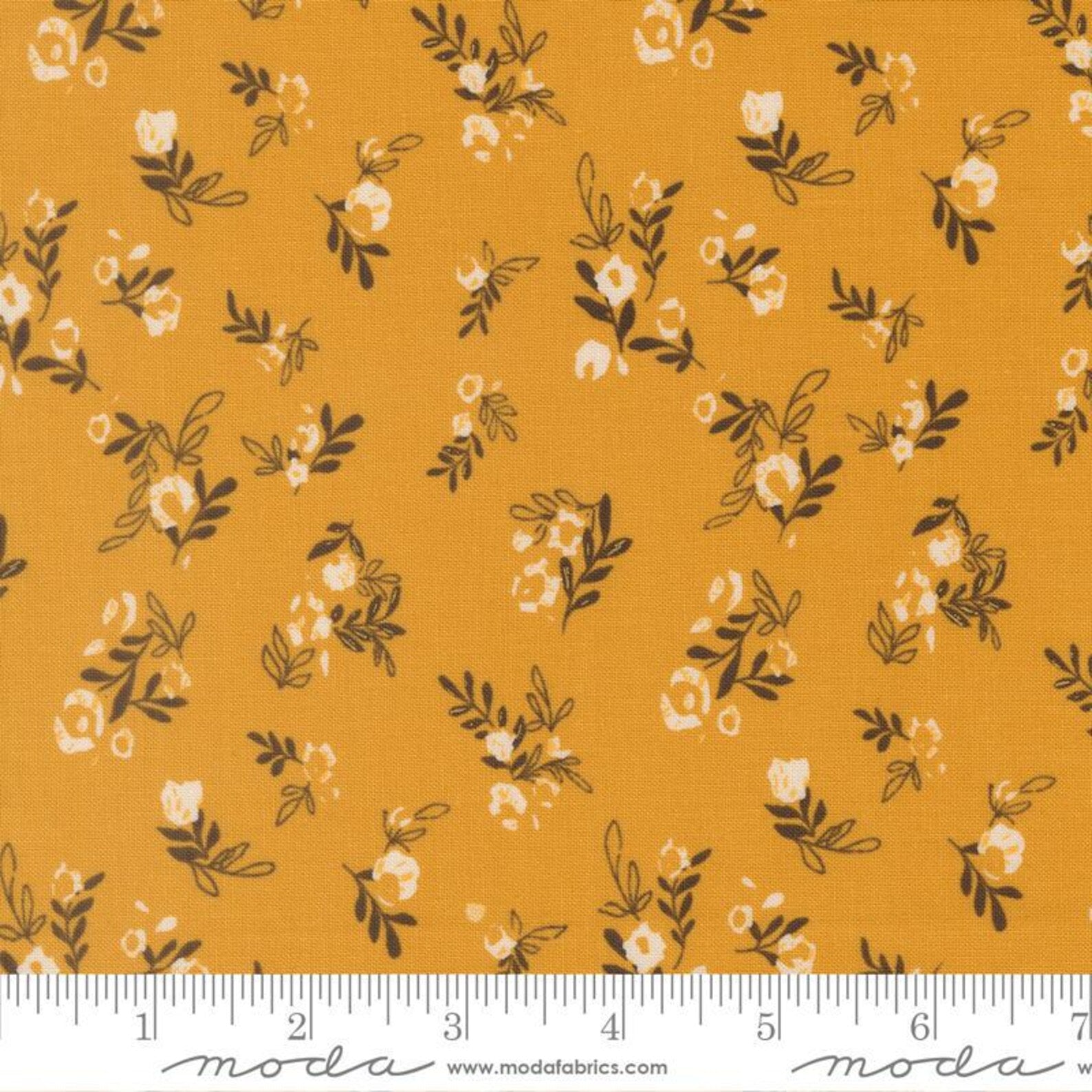 Printed Cotton Poplin - Boho Haven - Ditsy - Dijon