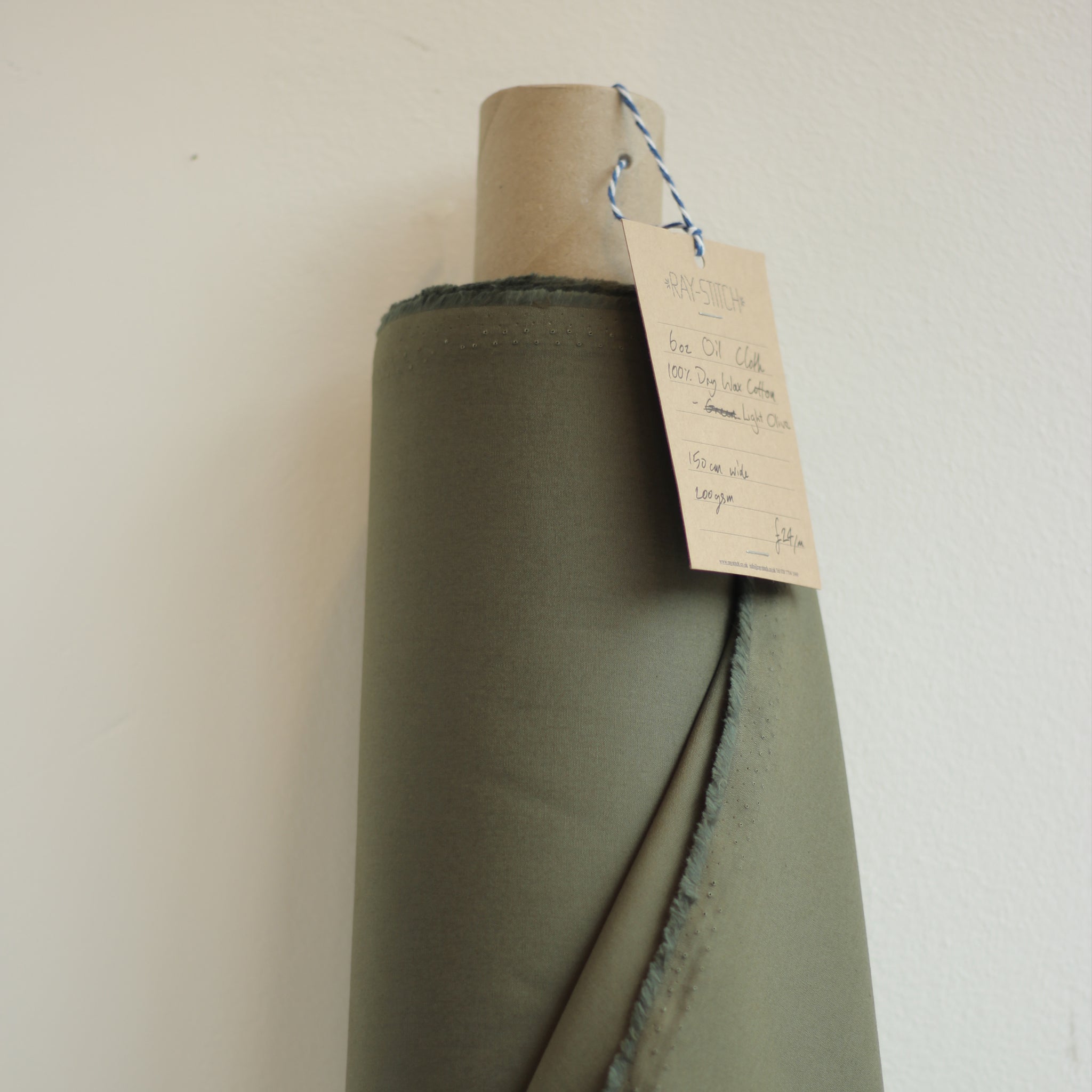 Oil Cloth - 6oz Dry Wax Cotton - Light Olive