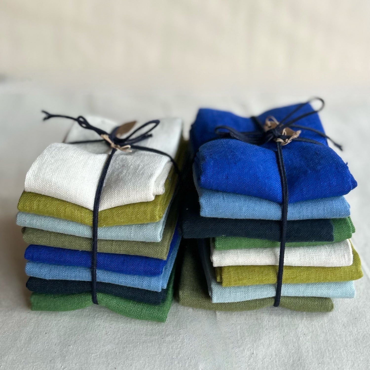 European Linen Bundle of 8 - Blues and Greens